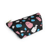 NerdyKeppie Raveyard Ghosts Trans Pride Zipper Pouch with T-Bottom. A zippered accessory/makeup bag featuring a t-bottom and a Raveyard Ghosts pattern in transgender pride colors. This trans pride zipper pouch is fully lined and comes in two sizes.