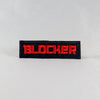 NerdyKeppie's Red "Blocker" Embroidered Roller Derby Patch are stitched on sturdy rectangular duck cloth and backed with vinyl fuse.