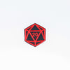 NerdyKeppie's Red D20 Embroidered Patch are stitched on black duck cloth and backed by sturdy vinyl fuse.