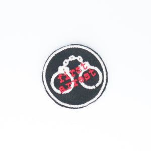 NerdyKeppie's Resistance Scouts "First Arrest" Embroidered Patch are stitched on black duck cloth and backed by sturdy vinyl fuse.