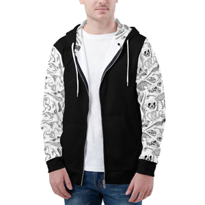 NerdyKeppie Animal Skeletons on White Lightweight Zip Up Hoodie. 