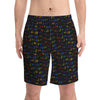 NerdyKeppie Braille Rainbow Gay Pride Swim Trunks With Pockets. A pair of swim trunks featuring a Braille design in rainbow pride colors. These gay pride swim trunks are machine washable.