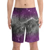 NerdyKeppie Carina Nebula Ace Pride Swim Trunks With Pockets. A pair of swim trunks featuring a Carina Nebula design in asexual pride colors. These ace pride swim trunks are machine washable.