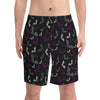 NerdyKeppie Engraved Bats Ace Pride Swim Trunks With Pockets. A pair of swim trunks featuring a Engraved Bats design in asexual pride colors. These ace pride swim trunks are machine washable.