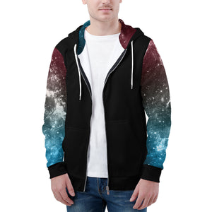 NerdyKeppie Galaxy Lightweight Trans Pride Zip Up Hoodie. 