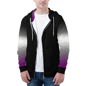 NerdyKeppie Soft Fade Lightweight Ace Pride Zip Up Hoodie. 