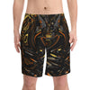 NerdyKeppie Splatter Wave Bear Pride Swim Trunks With Pockets. A pair of swim trunks featuring a Splatter Wave design in bear pride colors. These bear pride swim trunks are machine washable.