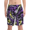 NerdyKeppie Splatter Wave Non-Binary Pride Swim Trunks With Pockets. A pair of swim trunks featuring a Splatter Wave design in enby pride colors. These non-binary pride swim trunks are machine washable.