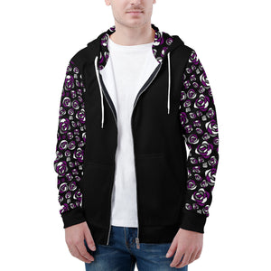 NerdyKeppie Stencil Roses Lightweight Ace Pride Zip Up Hoodie. 