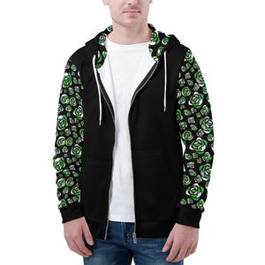 NerdyKeppie Stencil Roses Lightweight Aro Pride Zip Up Hoodie. 