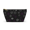 NerdyKeppie Scattered Dice Ace Pride Zipper Pouch with T-Bottom. A zippered accessory/makeup bag featuring a t-bottom and a Scattered Dice pattern in asexual pride colors. This ace pride zipper pouch is fully lined and comes in two sizes.