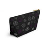 NerdyKeppie Scattered Dice Ace Pride Zipper Pouch with T-Bottom. A zippered accessory/makeup bag featuring a t-bottom and a Scattered Dice pattern in asexual pride colors. This ace pride zipper pouch is fully lined and comes in two sizes.