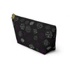 NerdyKeppie Scattered Dice Ace Pride Zipper Pouch with T-Bottom. A zippered accessory/makeup bag featuring a t-bottom and a Scattered Dice pattern in asexual pride colors. This ace pride zipper pouch is fully lined and comes in two sizes.