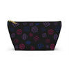 NerdyKeppie Scattered Dice Bi Pride Zipper Pouch with T-Bottom. A zippered accessory/makeup bag featuring a t-bottom and a Scattered Dice pattern in bisexual pride colors. This bi pride zipper pouch is fully lined and comes in two sizes.