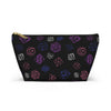 NerdyKeppie Scattered Dice Genderfluid Pride Zipper Pouch with T-Bottom. A zippered accessory/makeup bag featuring a t-bottom and a Scattered Dice pattern in genderfluid pride colors. This genderfluid pride zipper pouch is fully lined and comes in two sizes.
