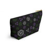 NerdyKeppie Scattered Dice Genderqueer Pride Zipper Pouch with T-Bottom. A zippered accessory/makeup bag featuring a t-bottom and a Scattered Dice pattern in genderqueer pride colors. This genderqueer pride zipper pouch is fully lined and comes in two sizes.