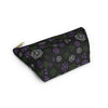 NerdyKeppie Scattered Dice Genderqueer Pride Zipper Pouch with T-Bottom. A zippered accessory/makeup bag featuring a t-bottom and a Scattered Dice pattern in genderqueer pride colors. This genderqueer pride zipper pouch is fully lined and comes in two sizes.