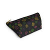 NerdyKeppie Scattered Dice Lesbian Pride Zipper Pouch with T-Bottom. A zippered accessory/makeup bag featuring a t-bottom and a Scattered Dice pattern in lesbian pride colors. This lesbian pride zipper pouch is fully lined and comes in two sizes.