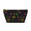NerdyKeppie Scattered Dice Lesbian Pride Zipper Pouch with T-Bottom. A zippered accessory/makeup bag featuring a t-bottom and a Scattered Dice pattern in lesbian pride colors. This lesbian pride zipper pouch is fully lined and comes in two sizes.