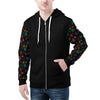 NerdyKeppie Scattered Dice Lightweight Progress Pride Zip Up Hoodie. 