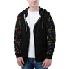 NerdyKeppie Scattered Dice Lightweight Progress Pride Zip Up Hoodie. 
