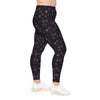 A person wearing a NerdyKeppie Scattered Dice Plus Size Genderfluid Pride Leggings. 
