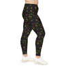 A person wearing a NerdyKeppie Scattered Dice Plus Size Lesbian Pride Leggings. 
