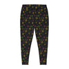 A person wearing a NerdyKeppie Scattered Dice Plus Size Lesbian Pride Leggings. 