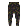 A person wearing a NerdyKeppie Scattered Dice Plus Size Lesbian Pride Leggings. 