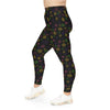 A person wearing a NerdyKeppie Scattered Dice Plus Size Lesbian Pride Leggings. 