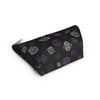 NerdyKeppie Scattered Dice Queer Pride Zipper Pouch with T-Bottom. A zippered accessory/makeup bag featuring a t-bottom and a Scattered Dice pattern in queer pride colors. This queer pride zipper pouch is fully lined and comes in two sizes.