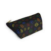 NerdyKeppie Scattered Dice Rainbow Gay Pride Zipper Pouch with T-Bottom. A zippered accessory/makeup bag featuring a t-bottom and a Scattered Dice pattern in rainbow pride colors. This gay pride zipper pouch is fully lined and comes in two sizes.