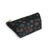 NerdyKeppie Scattered Dice Trans Pride Zipper Pouch with T-Bottom. A zippered accessory/makeup bag featuring a t-bottom and a Scattered Dice pattern in transgender pride colors. This trans pride zipper pouch is fully lined and comes in two sizes.