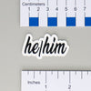 NerdyKeppie Script Pronoun Stickers. Our script pronoun stickers feature black text on a matte white vinyl background. Each script pronoun sticker ships from Portland, Oregon.