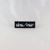 NerdyKeppie's She/Her Computerized Font Pronoun Embroidered Patch are stitched on sturdy rectangular duck cloth and backed with vinyl fuse.
