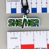 NerdyKeppie-Space Font Pronoun Keychain-She/Her