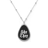 She/They Old English Pronouns Oval Necklace