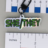 NerdyKeppie-Space Font Pronoun Keychain-She/They