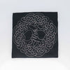 NerdyKeppie's Silver Celtic Knotwork Tree Of Life Embroidered Patch are stitched on black duck cloth and backed by sturdy vinyl fuse.