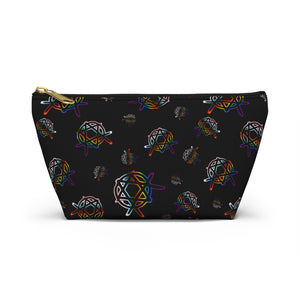 NerdyKeppie Anarchist Star of David Progress Pride Zipper Pouch with T-Bottom. A zippered accessory/makeup bag featuring a t-bottom and an Anarchist Star of David pattern in Progress pride colors. This Progress pride zipper pouch is fully lined and comes in two sizes.