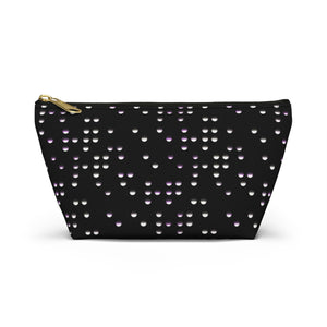 NerdyKeppie Braille Queer Pride Zipper Pouch with T-Bottom. A zippered accessory/makeup bag featuring a t-bottom and a Braille pattern in queer pride colors. This pride zipper pouch is fully lined and comes in two sizes.