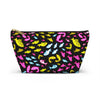 NerdyKeppie Fishies Pan Pride Zipper Pouch with T-Bottom. A zippered accessory/makeup bag featuring a t-bottom and a Fishies pattern in pansexual pride colors. This pan pride zipper pouch is fully lined and comes in two sizes.