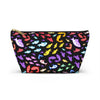 NerdyKeppie Fishies Progress Pride Zipper Pouch with T-Bottom. A zippered accessory/makeup bag featuring a t-bottom and a Fishies pattern in Progress pride colors. This Progress pride zipper pouch is fully lined and comes in two sizes.