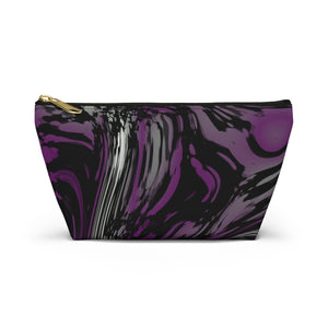 NerdyKeppie Splatter Wave Ace Pride Zipper Pouch with T-Bottom. A zippered accessory/makeup bag featuring a t-bottom and a Splatter Wave pattern in asexual pride colors. This ace pride zipper pouch is fully lined and comes in two sizes.