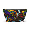 NerdyKeppie Splatter Wave Progress Pride Zipper Pouch with T-Bottom. A zippered accessory/makeup bag featuring a t-bottom and a Splatter Wave pattern in Progress pride colors. This Progress pride zipper pouch is fully lined and comes in two sizes.