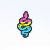 NerdyKeppie's Snake Embroidered Pride Patch are shaped like their namesake and stitched on black duck cloth!