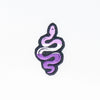 NerdyKeppie's Snake Embroidered Pride Patch are shaped like their namesake and stitched on black duck cloth!