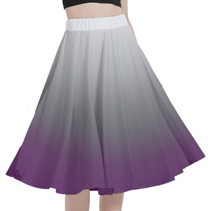 A person wearing a NerdyKeppie Soft Fade Ace Pride Full Circle Skirt CLOSEOUT. 
