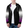 NerdyKeppie Soft Fade Lightweight Ace Pride Zip Up Hoodie. 