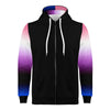 NerdyKeppie Soft Fade Lightweight Genderfluid Pride Zip Up Hoodie. 